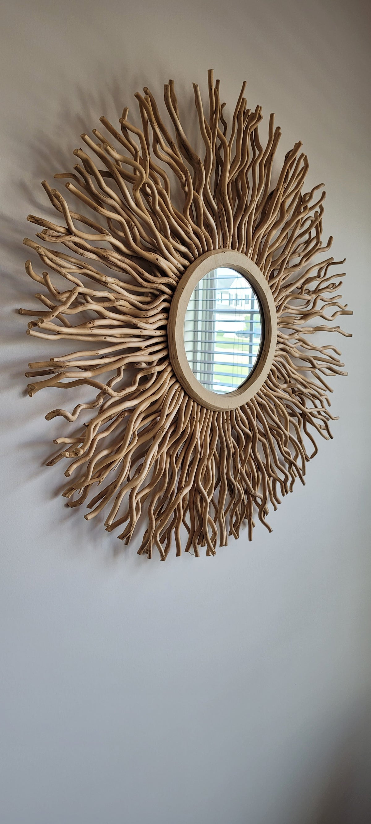 Handmade Round Mulberry Wall Decor with Mirror