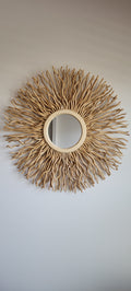 Handmade Round Mulberry Wall Decor with Mirror