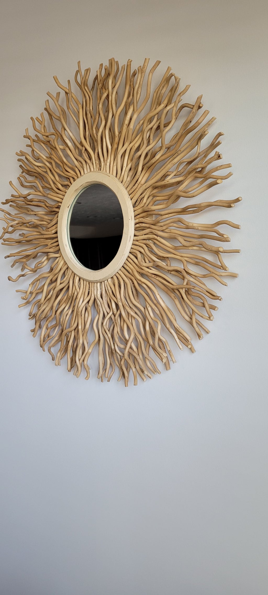 Handmade Round Mulberry Wall Decor with Mirror