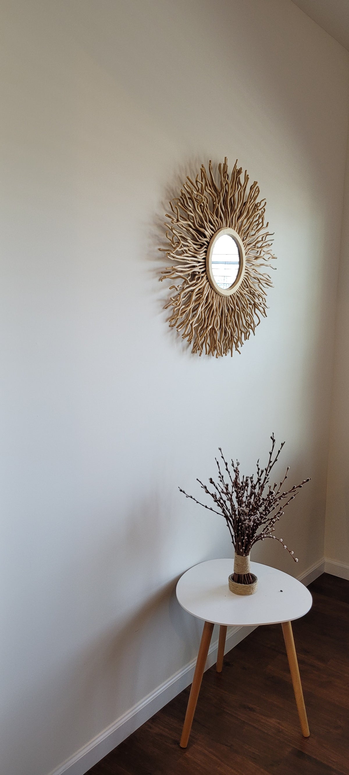 Handmade Round Mulberry Wall Decor with Mirror