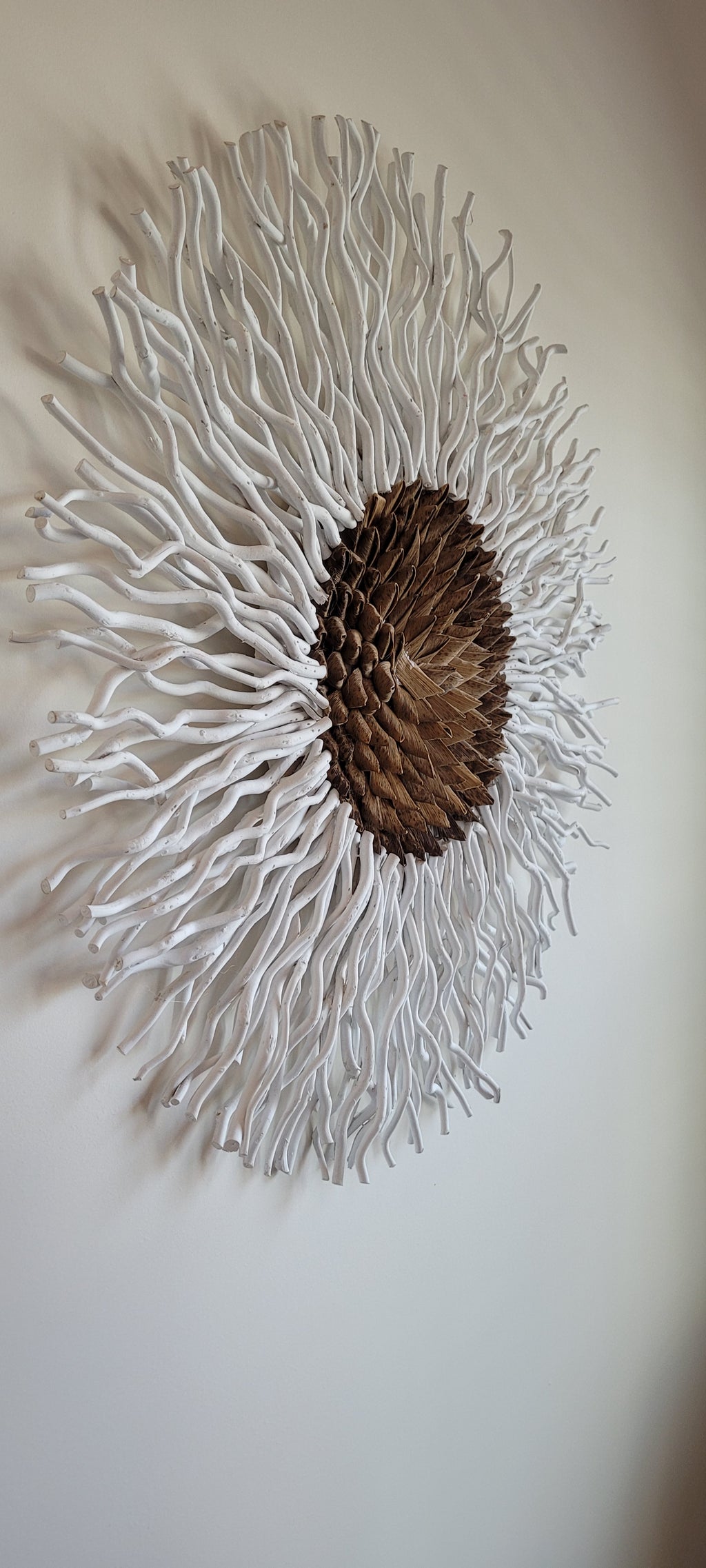 Handmade Mulberry Wall Decor with Bamboo leaf in the center-Round Sunburst Decoration
